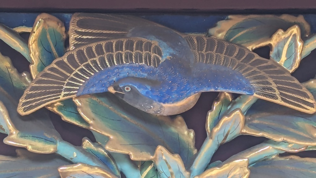 One of the intricate carvings in the wooden walls surrounding the Tosho-gu Shrine.